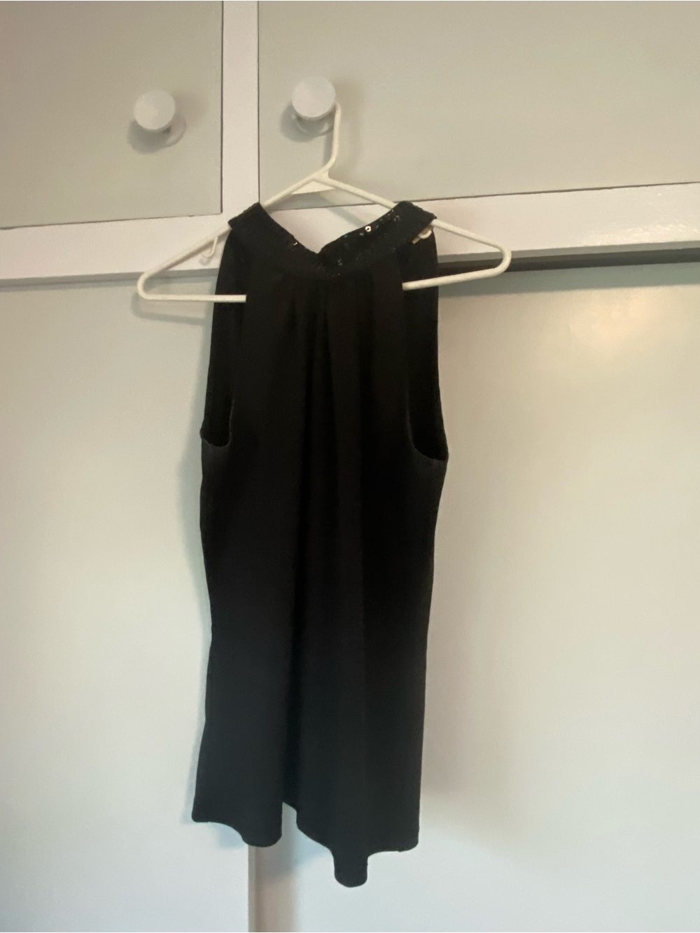 Michael Kors Black Sleeveless Top with Gathered Yoke